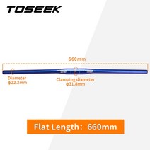 카본핸들바 핸들바 카본 자전거 일체형 TOSEEK WCS 황갈색 탄소 섬유 MTB 스템 318mm 바 부품 580mm 760mm, Falt660mm