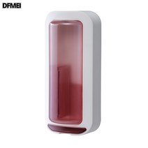 DFMEI 회전 가정용 수저통 펀칭프리 벽걸이 물빠짐 수저통 수납함, 비침핑크