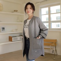 저스트원 / 포니 퍼프 롱집업 니트점퍼