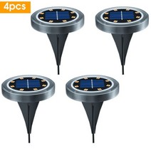 야외스크린 태양 전원 지상 조명 IP65 방수 야외 LED 디스크 정원 미끄럼 방지 풍경 경로 파티오 잔디, 4PCS_Warm White