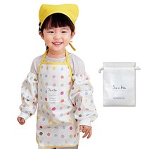 소아베 아동용 머쉬멜로우 방수 앞치마 + 두건 + 파우치 세트, 선택함