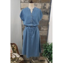 상상그이상 여성용 보그 반팔 데님 민소매 롱원피스 시원한 슬리브리스 플레어 청원피스 캐주얼 데일리룩