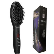 긴머리웨이브고데기 Electric Hair Straightener Brush LCD Heating Ionic Hot Comb Iron Anti Static Cera, 01 black with box_02 EU
