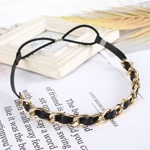 구미 첫 액세서리 금속 체인 소가죽 짜임 탄력 밴딩 머리띠 여자 머리띠 머리띠
