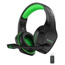 BEAVIIOO HW01 Pro 2.4G 무선 게이밍 헤드셋 PC PS4 PS5 플레이스테이션 4 5용 마이크 포함 노트북용 마이크가 있는 무선 블루투스 USB 게이밍 헤드셋, Green