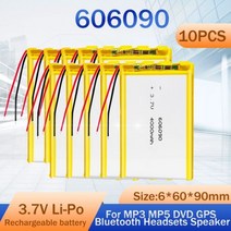 캠핑 차박 배터리 파워뱅크 대용량 보조배터리 캠핑카 부품 1-10pcs 606090 3.7V 4000mAh 066090 리튬 폴리머 충전식 이온 DVD GPS 보조베터리 조명 PC, 10pcs