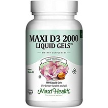 맥시 헬스 비타민 d3 2000 iu - 건강한 근육 기능 뼈 건강 및 면역 지원 - 180정 - 성인을 위한 최고의 코셔 보충제, 180카운트(1팩), 액체 젤