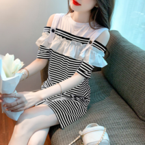 분위기 프릴 오프숄더 원피스녀 여름 루즈핏 슬림핏 원피스