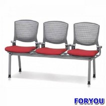 ForU356 3인용 연결의자 멜론 팔무 사출 쿠션 대합실의자 2인용 휴게실의자 의자, 그레이 블루