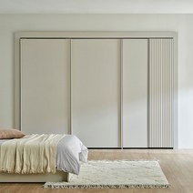 한샘 아트월 슬라이딩 붙박이장_루버 혼합형(26종/택1), A형:소프트화이트