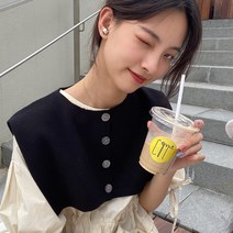 니트숄 조금 큐트 숏 걸치다 어깨 풀오버 후드 솔리드 무지 에어컨 페이크 칼라 외 민소매 나시 여성 2453767209