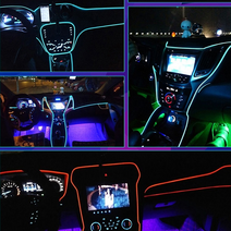 차량용 EL와이어 무드등 풋등 LED바 튜닝 1 1.5 2 3 5M, 5M-핑크-시거잭형