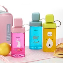 네모물병 430ml 초등 어린이 투명 보틀 물병, 핑크 토끼, 색상_핑크 토끼