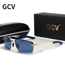 자동차 선글라스 운전용 고글 GCV 초경량 프레임 편광 선글라스 안경 남성 남성 패션 스포츠 스타일 운전, 02 Silver Blue
