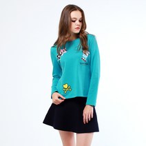 토키도키 자수 패턴 포인트 옆트임 라운드 티셔츠 WL16FW-05MTW