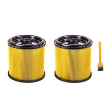 Allinless Vacmaster 카트리지 필터 및 리테이너용 2pcs 교체 필터 5 ~ 16갤런 습식 건식 진공 청소기용, 하나, 노란색 & 블랙