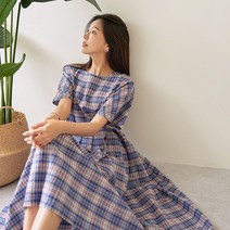 그녀희제 오즈 빅포켓 지지미 체크 원피스
