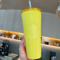 New 스타벅스 Halloween Glow Tumbler Cold Drink Cup Diamond Studded Tumbler 24oz, 17 Yellow
