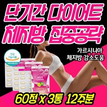 다이어트 기능성 영양제 60정x3통 가르시니아 체지방 커팅제 다여트 다욧 복부 하복부 하체 상체 살 건강기능식품 식약처인정 HCA 가르시니아 캄보지아 추출물 지방 합성 억제
