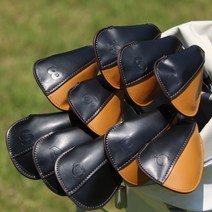 3456골프 천연가죽 아이언커버, 블랙, 1개