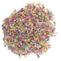 THE VEDO SHOP 5000pcs 혼합 다채로운 네일 아트 슬라이스 팁 클레이 손톱 스티커 장식-과일 꽃 잠자리 사탕, 과일, 설명