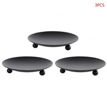 3pcs 소박한 단철 접시 캔들 홀더 스탠드 캔들 라브 룸 LED 왁스 캔들 스파 웨딩 장식, 검은색