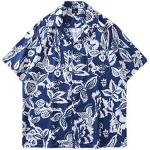 M-3XL 남성 홀리데이 스타일 캐주얼하고 편안한 반팔 신작 하와이안 비치 플라워 셔츠 2120