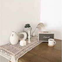 손뜨개 홈카페 협탁보 미니테이블보 책상 패브릭가리개 밥솥덮개 캠핑테이블 다용도 레이스천, 베이지60x60
