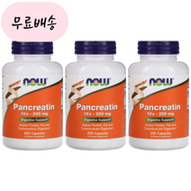 나우푸드 판크레아틴 10X 200mg 250정 아밀라아제 리파아제X3, 3개