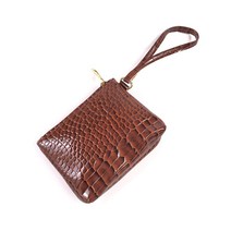 악어 가죽 패턴 반지갑 엠보 미니 파우치손지갑브라운