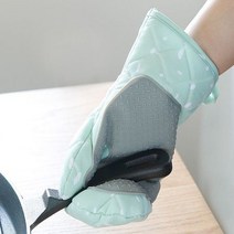 실리콘 패드 오븐 방열 냄비 요리 장갑 2P (그린색) 미끄러지지 않아요 고리형 쉬운 관리, 실리콘오븐장갑