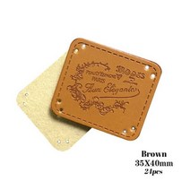 에대가죽 라벨과 수제 파리 패치에 대수제 Pu 가죽 태그 Diy 액세서리 라벨, 02 Brown labels 24pcs