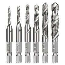 6PCS M3-M10 나사 탭 드릴 비트 HSS 탭 카운터 싱크 디버 세트 메트릭 조합 비트 1/4 인치 육각형 빠른 변경, 01 은
