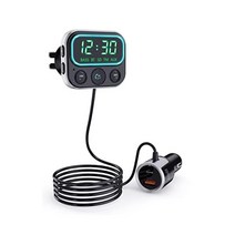 Arsvita Bluetooth FM Transmitter for Car Audio Adapter with Dual Car Charger and Big Screen Type C, 1개