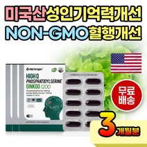 미국산 성인 중년 징코 기억 인지 개선제 간편 캡슐 플라보놀배당체 기억력개선 혈행개선 비타민E 항산화 도움 국내산 홍삼 분말 두뇌 뇌 영양제 은행잎추출물 포스파딜세린 목넘김