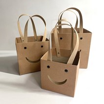 스마일 사각 쇼핑백 크라프트 종이백 답례품 포장지, B