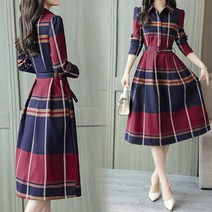 SAMARA 봄 여자 단정 체크 패턴 원피스 wo6ga