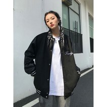 WZC 남녀공용 커플 야구점퍼 야구자켓 레더 소매 블루종 봄가을 빅사이즈 S~3XL