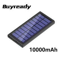 10000mAh 모델 초박형 태양광 충전기 대용량 듀얼 램프 야외 다기능 모바일 전원 공급 장치, [02] Black, [01] 10000mAh