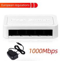 Kebidumei 미니 기가비트 네트워크 스위치 5 포트 이더넷 인터넷 분배기 데스크탑 10/100 / 1000Mbps RJ45 허브 Wifi 라우터, EU-5 Port 1000Mbps 2