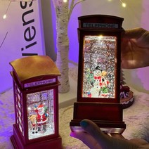 특가상품 크리스마스 사각 랜턴 오르골 LED 자동눈날림 워터볼 무드등 차박 캠핑 조명, 텔레폰눈사람