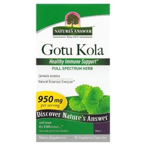 네이쳐스앤서 고투콜라 Gotu Kola 병풀 병꽃풀 적설초 센텔라 950mg 90캡슐, 기본