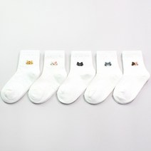 모드베베 H집사냥이 중목 5켤레 세트 아동양말 유아양말 골지 고양이 캐릭터 패턴 여아양말 남아양말 유아동 주니어 키즈 어린이 아기양말 어린이집 양말세트