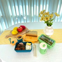 데코리타 감성 런치박스 도시락통 세트, 감성 국 스프 통, 레드