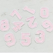 옷에붙이는스티커 열접착시트 숫자패치 와펜 연핑크