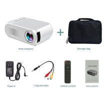 4k빔프로젝터 블루투스빔프로젝터 단초점빔프로젝터 LEJIADA LED YG320 내장 배터리 버전 HDMI 호환 USB TF AV 미니 프로젝터 홈 미디어 HD 비디오 플레이어, White battery bag_영국 플러그