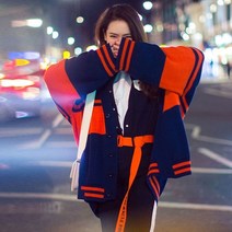 기타 F9396 봄가을필수탬 배색이 예쁜 오버핏 롱니트가디건