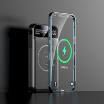 범퍼 투명 핸드폰 케이스 호환 10000mAh Macsafe 마그네틱 무선 보조베터리 외부 백업 보조 배터리 내장 케