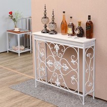 북유럽 콘솔 폭좁은 원목 장식장 현관 테이블 거실 화장대, 자가설치, 90x 24x 80cm 화이트