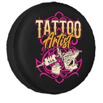 트레일러 카라반 커버 문신 아티스트 수정 바보 상처 문신 스페어 휠 타이어 커버 toyota rav4 프라도 문신가 지프 rv suv 14quot 15쿼트 16인치 17quot, 8, 17인치